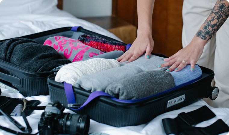 suitcase being packed